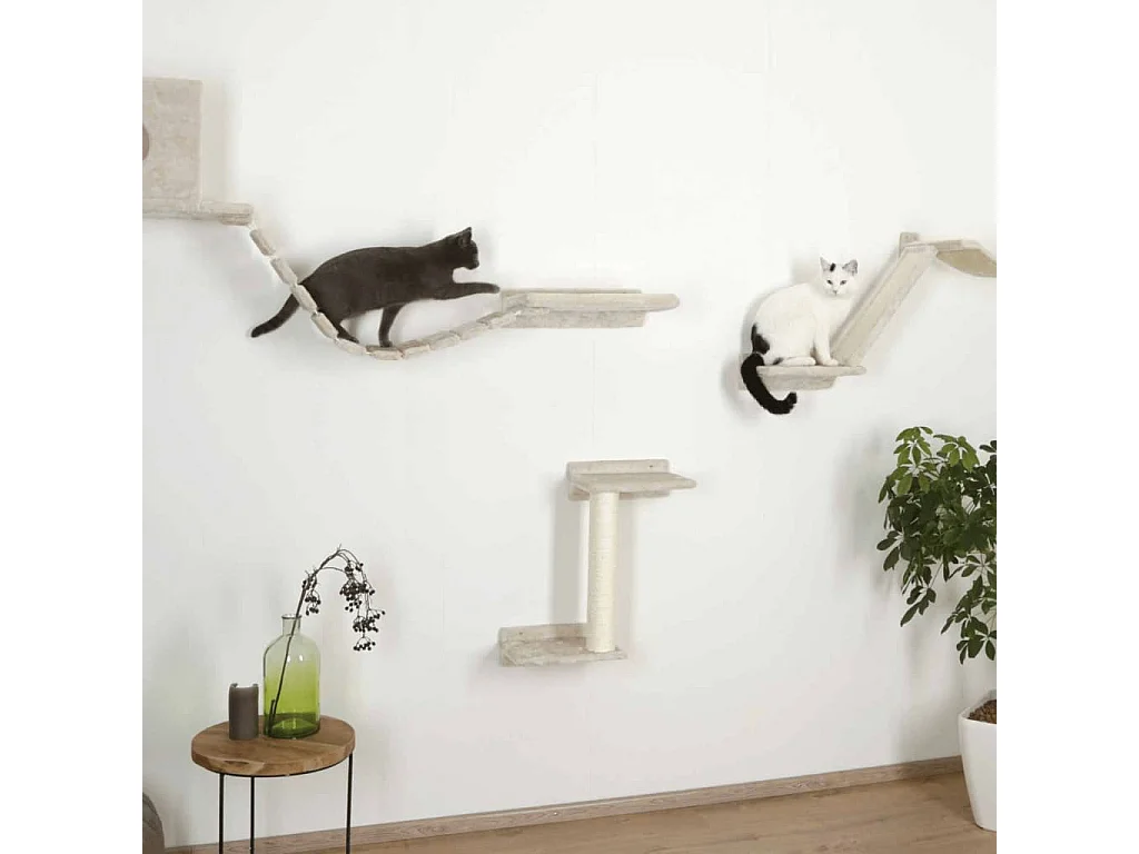 Katzen-Kletterwand Mount Everest Holz Beige