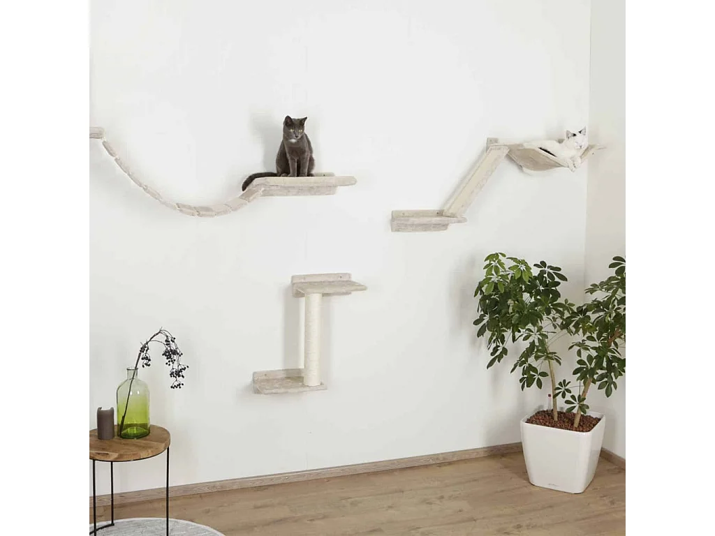 Katzen-Kletterwand Mount Everest Holz Beige