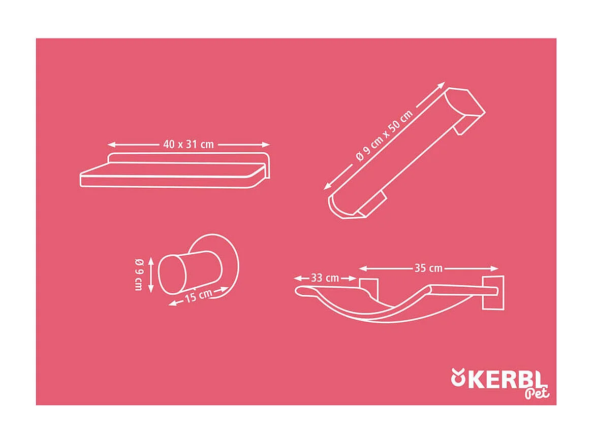 Kletterwand für Katzen Alps 52x14x33 cm Natur und Weiß