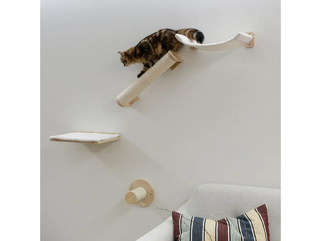 Kletterwand für Katzen Alps 52x14x33 cm Natur und Weiß