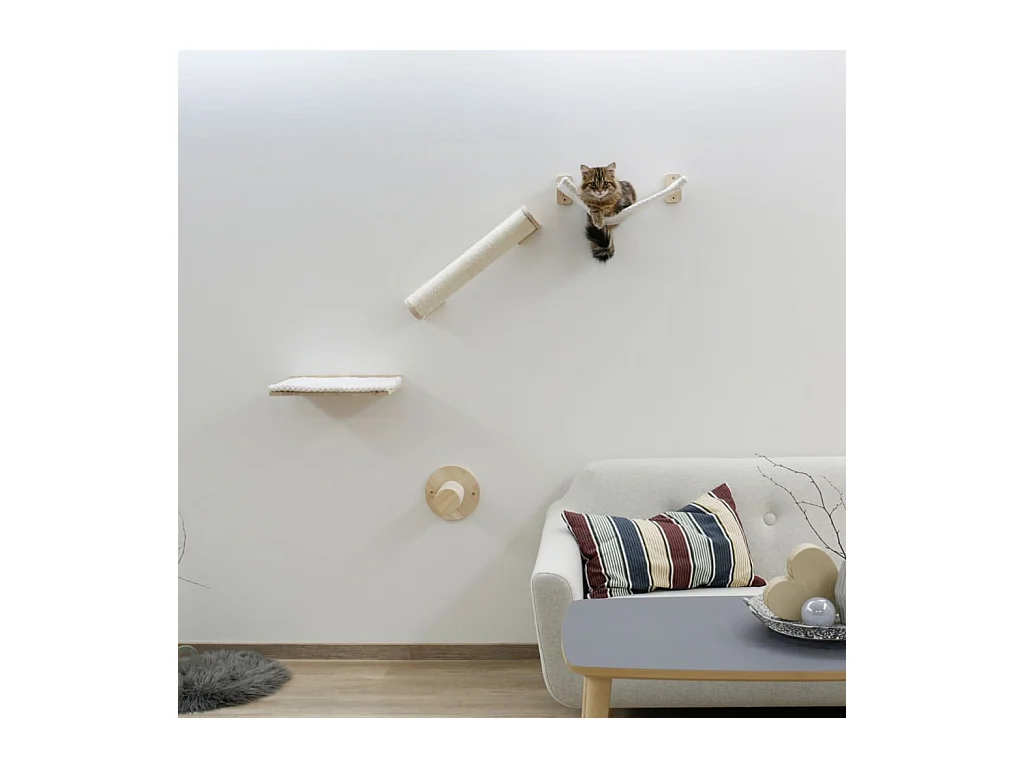Mur d'escalade pour chats Alps 52x14x33 cm Naturel et blanc