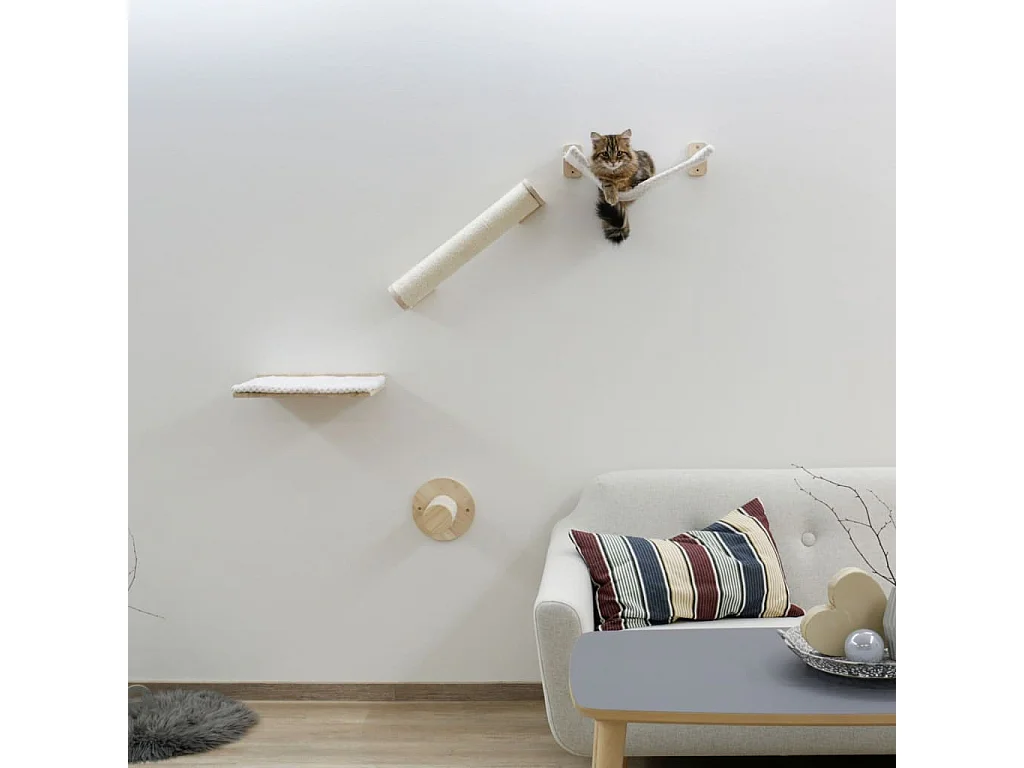 Kattenklimwand Alps 52x14x33 cm naturel en wit