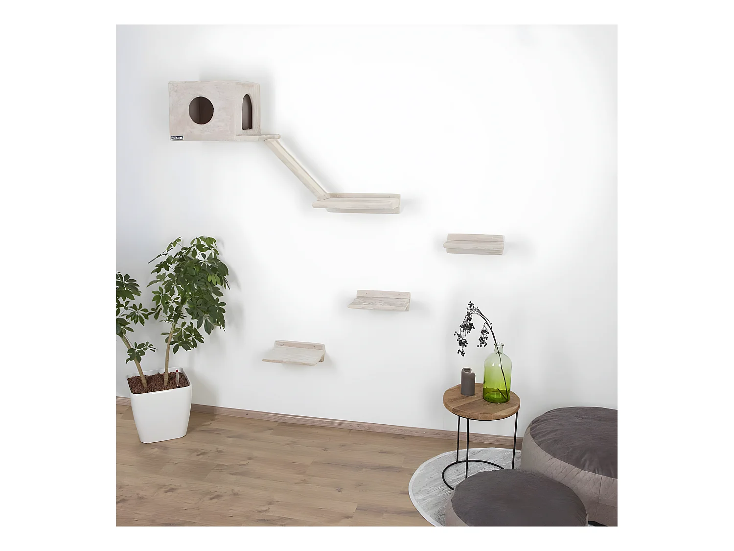 Mur d'escalade pour chats Mont Blanc Bois Beige