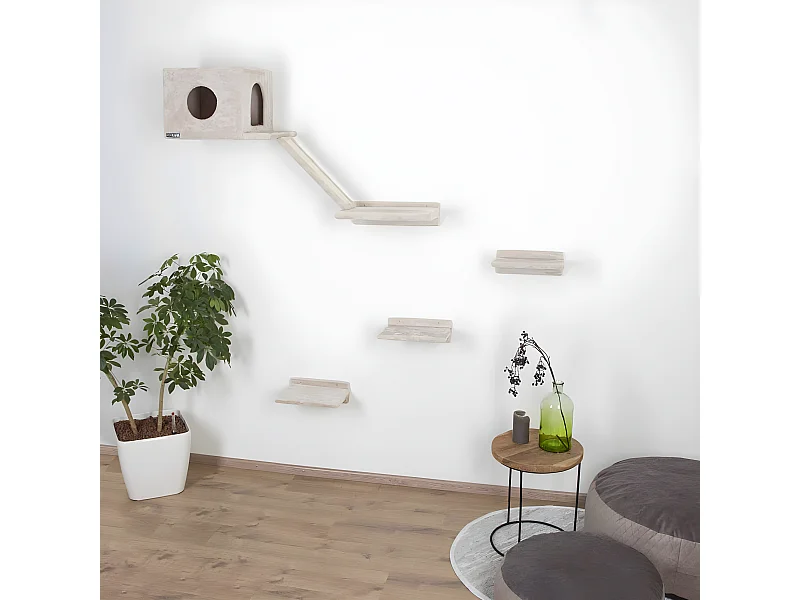 Rascador de pared para gatos Mont Blanc madera beige