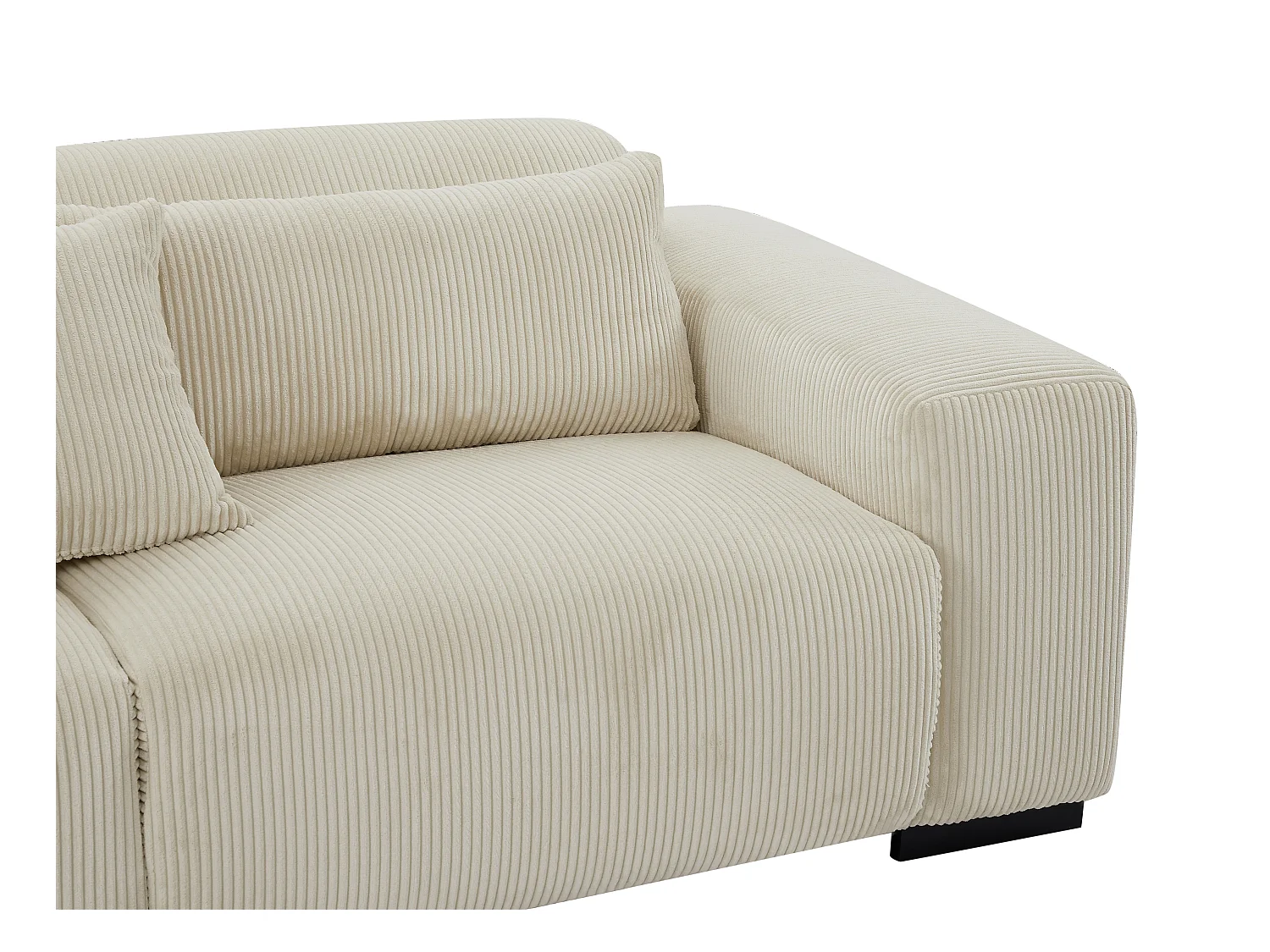 Sofá esquinero izquierdo de terciopelo beige acanalado OVENTINO