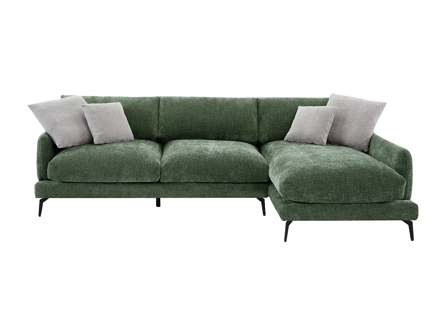 Höger vinkelformsad soffa i texturerat grönt tyg ROCALTA