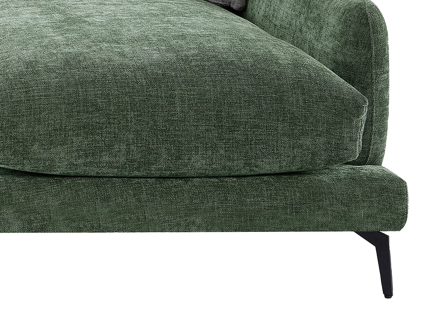 Höger vinkelformsad soffa i texturerat grönt tyg ROCALTA