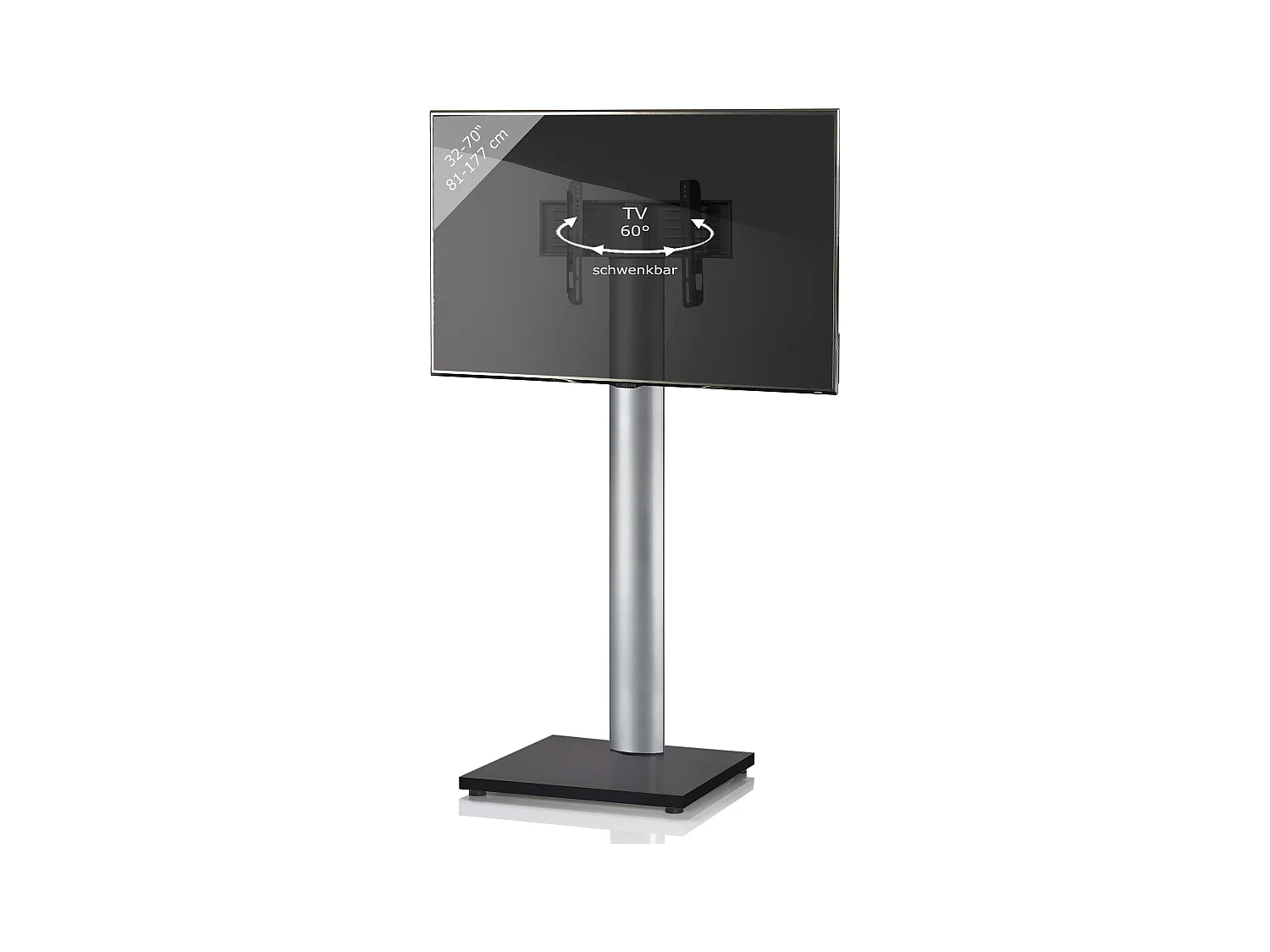 TV stand feet Onu Black glass H. 174 x W. 68 x D. 54 cm