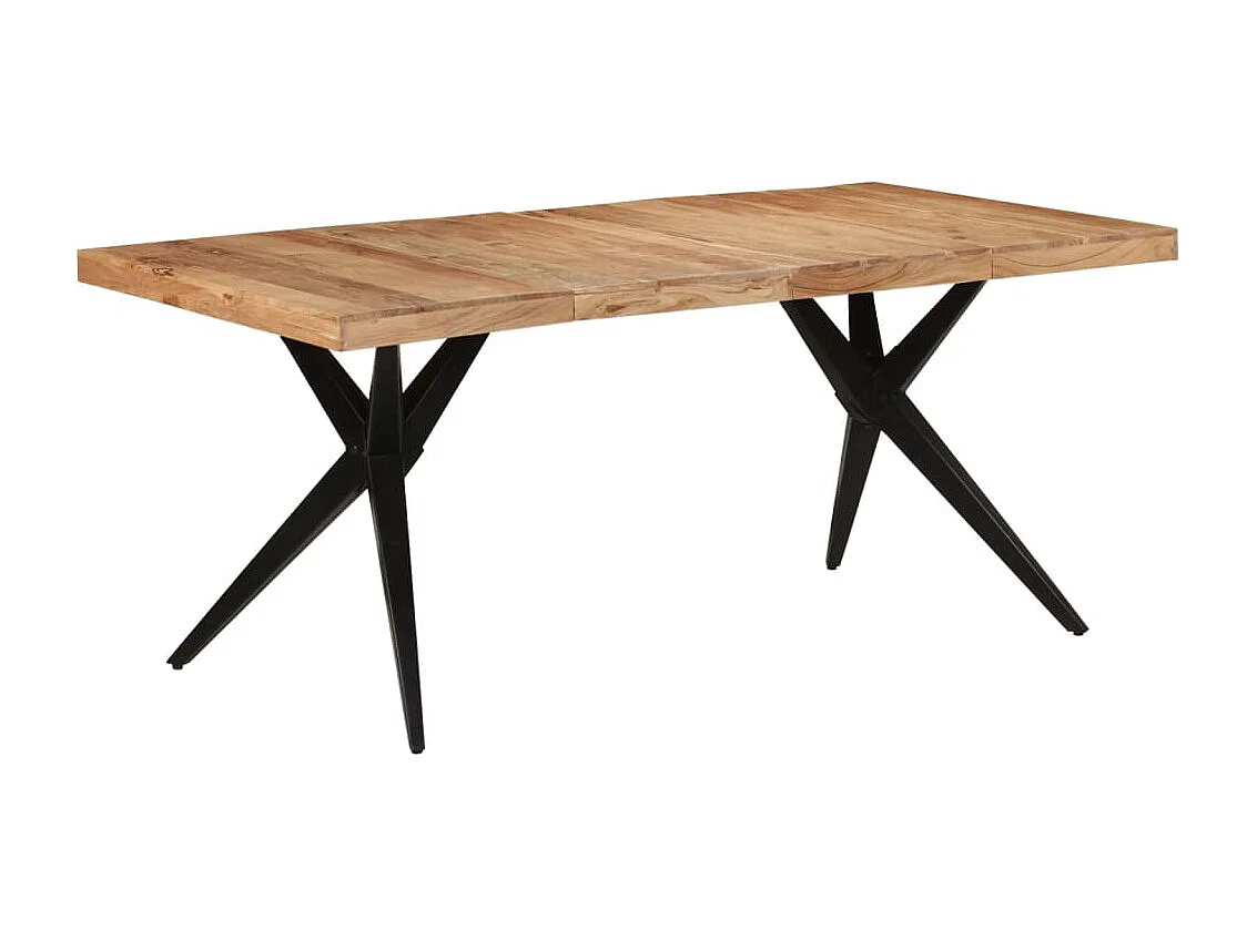 Table à dîner noir 180x90x77 cm bois d'acacia solide
