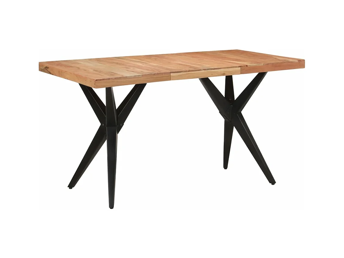 Table à dîner noir 140x70x76 cm bois d'acacia solide
