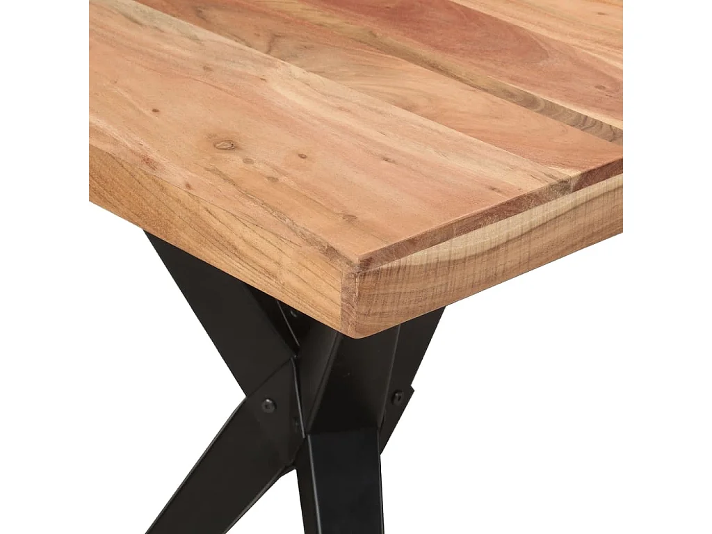 Table à dîner noir 140x70x76 cm bois d'acacia solide