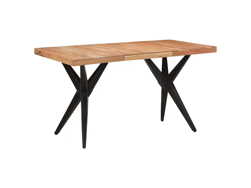 Table à dîner noir 140x70x76 cm bois d'acacia solide