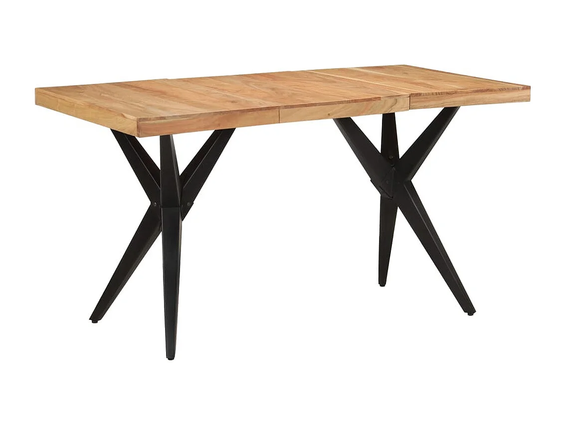 Table à dîner noir 140x70x76 cm bois d'acacia solide