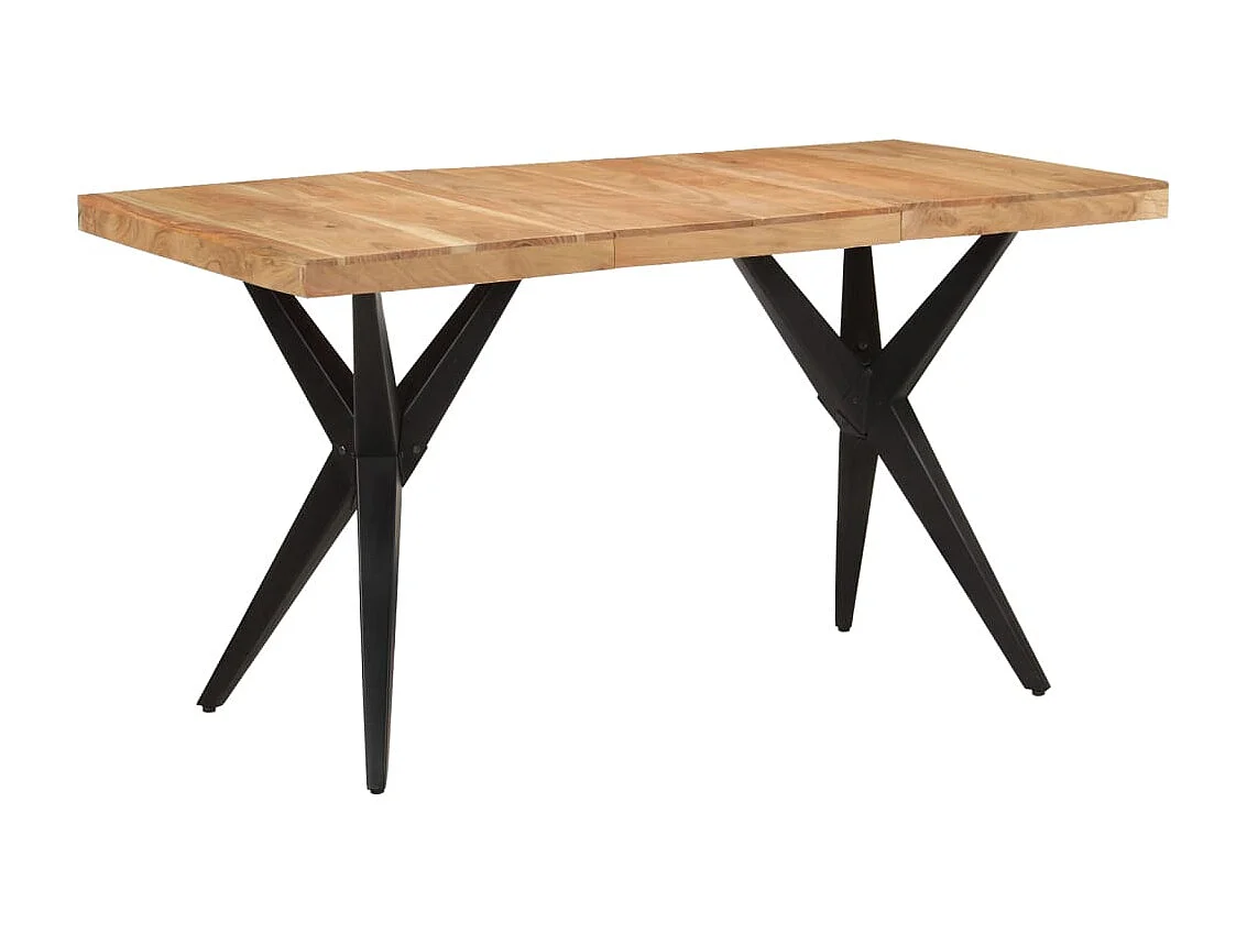 Table à dîner noir 140x70x76 cm bois d'acacia solide