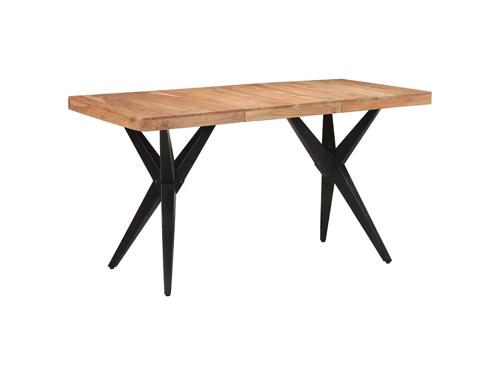 Table à dîner noir 140x70x76 cm bois d'acacia solide