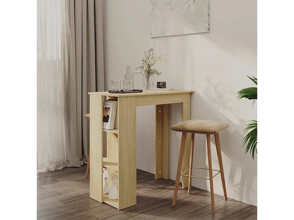 Table de bar avec étagère Chêne sonoma Bois d'ingénierie