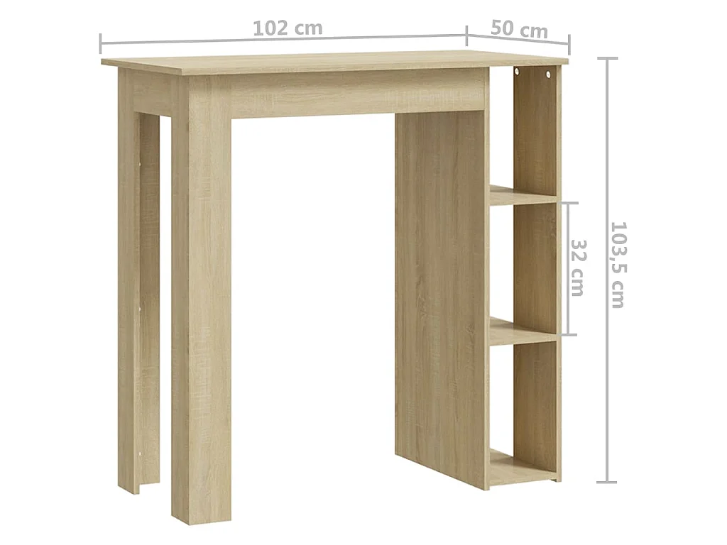 Table de bar avec étagère Chêne sonoma Bois d'ingénierie