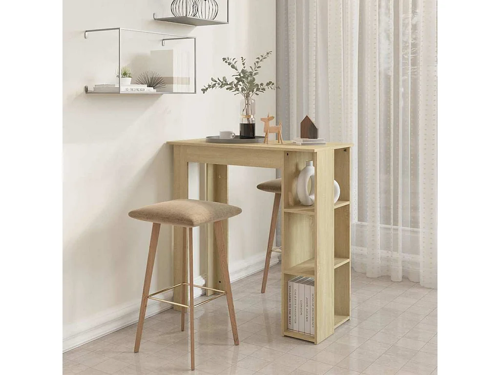 Mesa bar con estante contrachapada roble Sonoma 102x50x103,5 cm