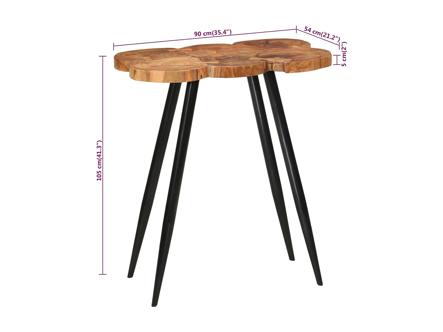 Table de bar en rondins 90x54x105 cm bois d'acacia solide