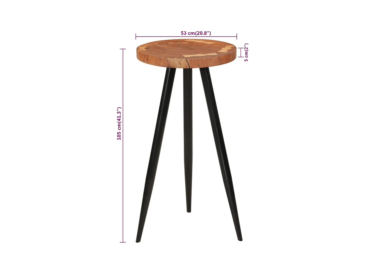 Baumstamm-Bartisch Ø53x105 cm Massivholz Akazie