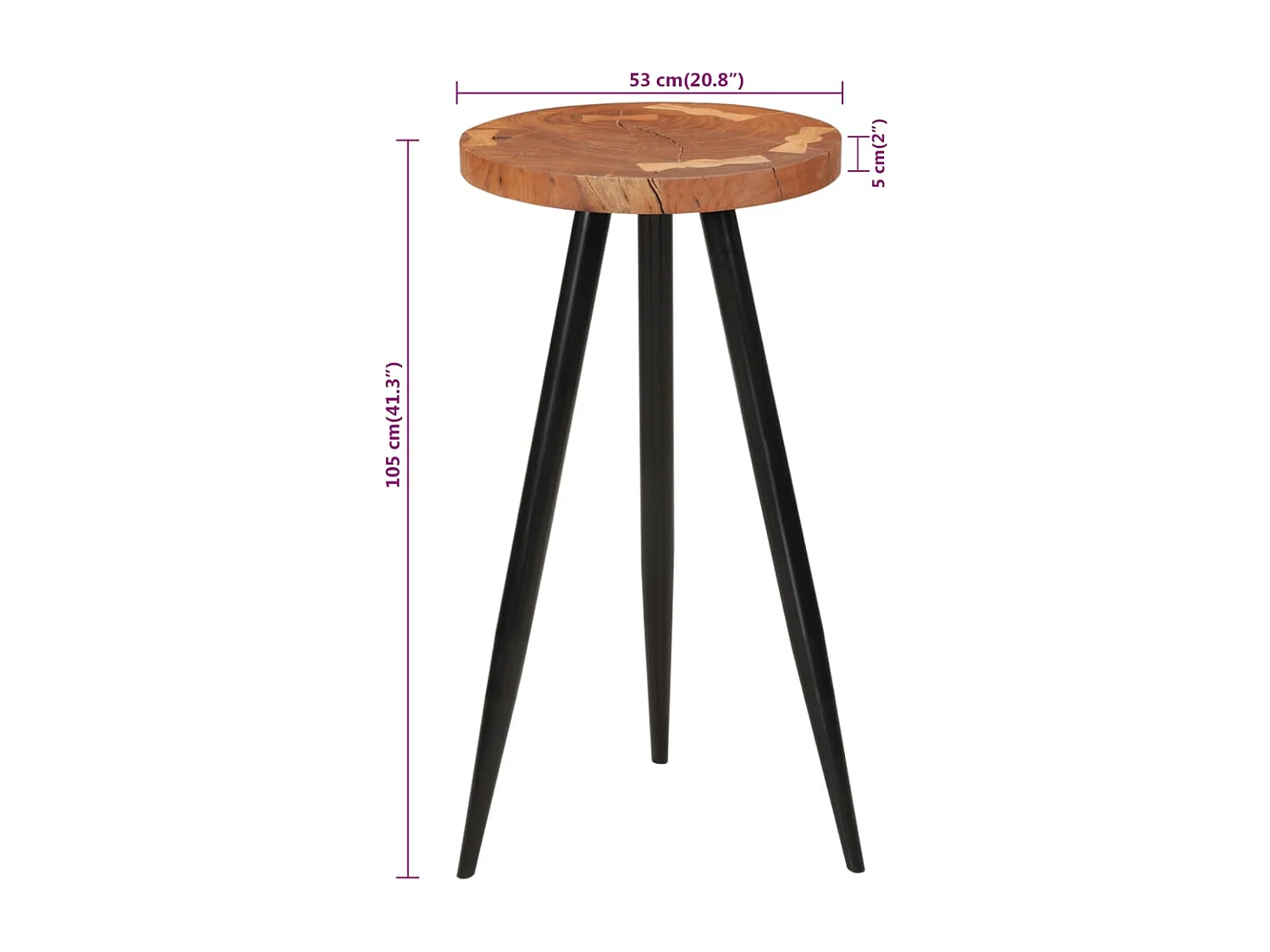 Table de bar en rondins Ø53x105 cm bois d'acacia solide