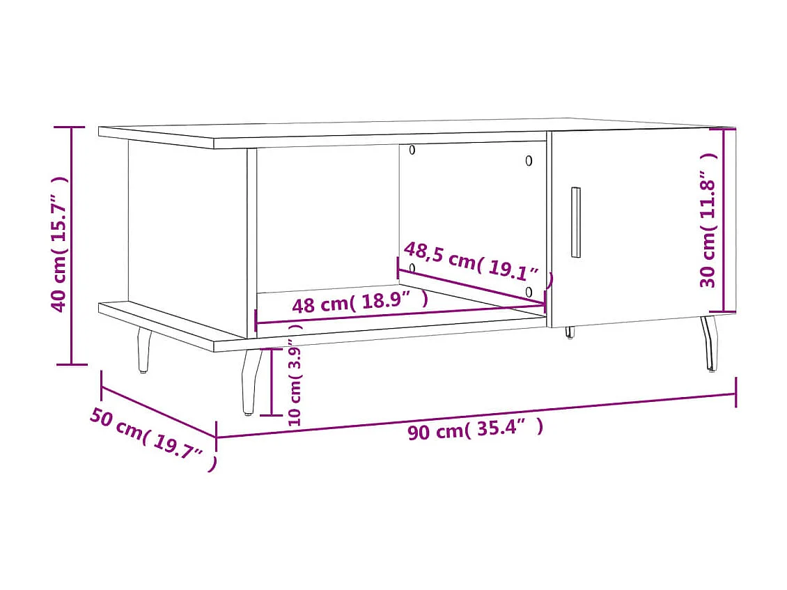 Salontafel 90x50x40 cm bewerkt hout zwart