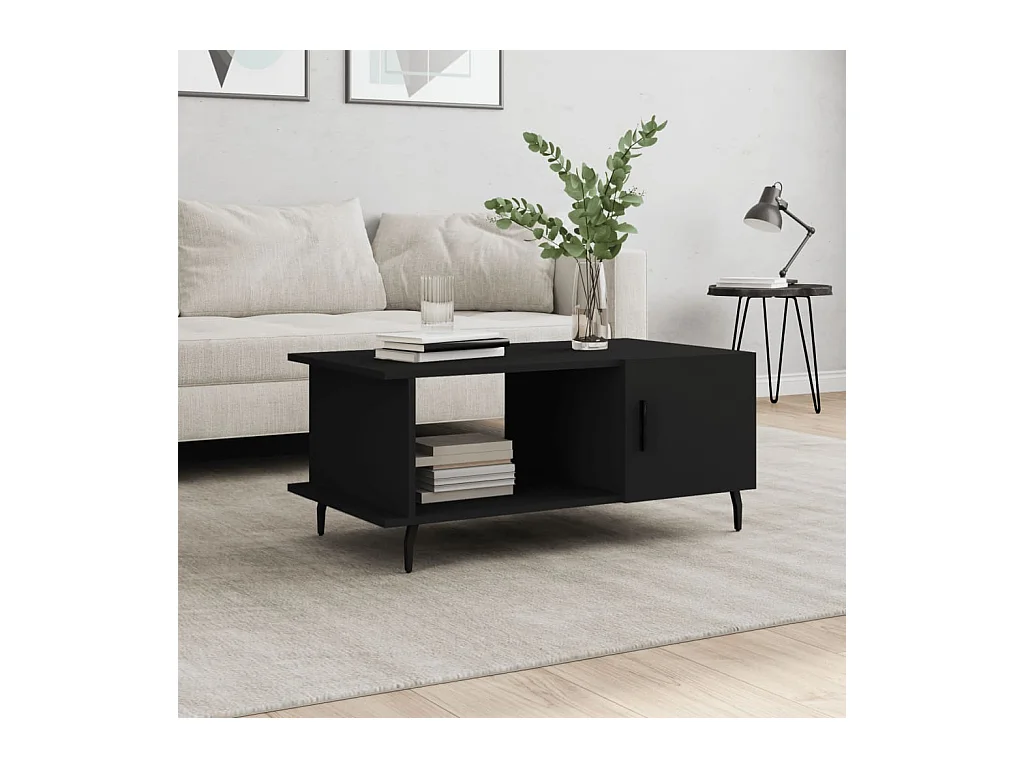 Table basse noir 90x50x40 cm bois d'ingénierie