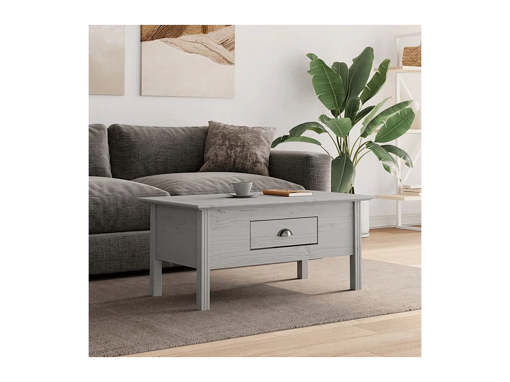 Table basse BODO gris 100x55x46 cm bois de pin massif