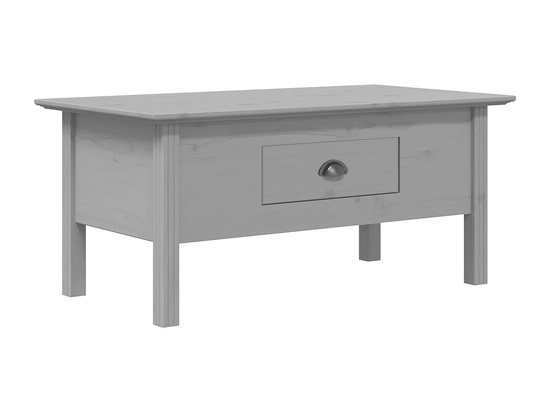 Tavolino da Salotto BODO 100x55x46cm Legno Massello Pino Grigio