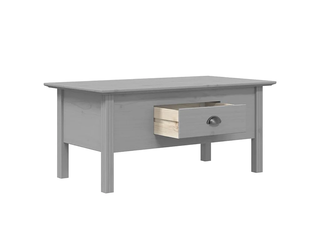 Tavolino da Salotto BODO 100x55x46cm Legno Massello Pino Grigio