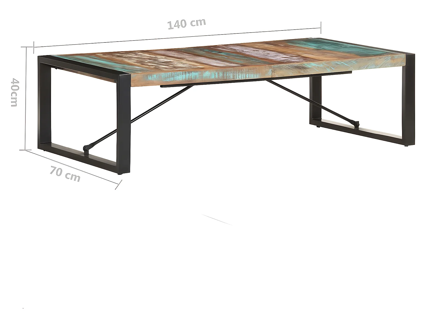 Table basse 140x70x40 cm Bois de récupération solide