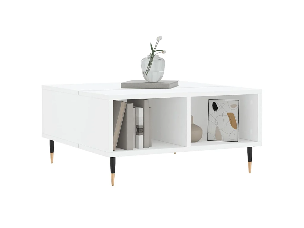 Table basse blanc 60x60x30 cm bois d'ingénierie