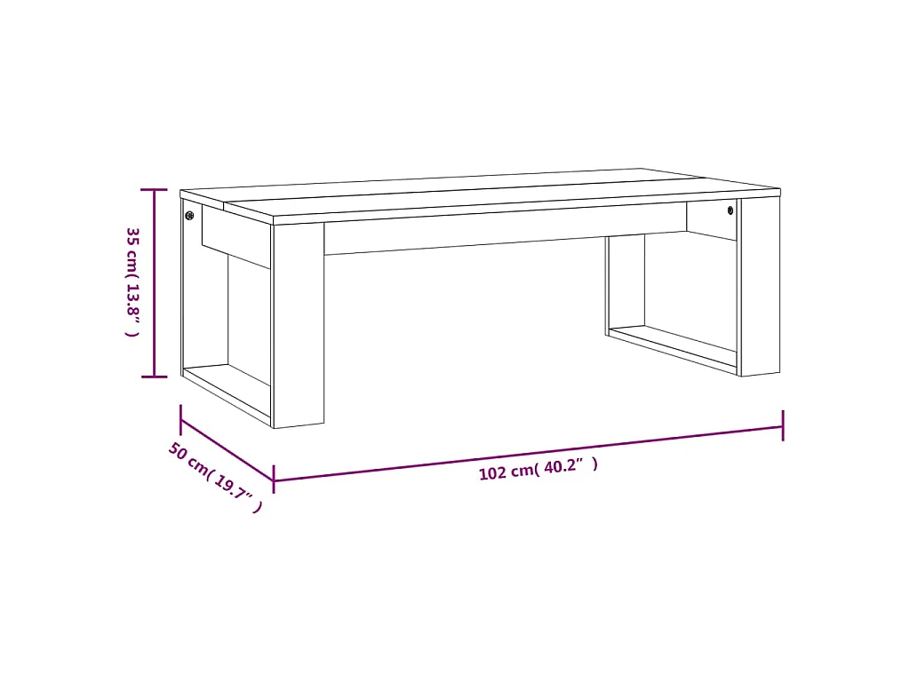 Table basse sonoma gris 102x50x35 cm bois d'ingénierie