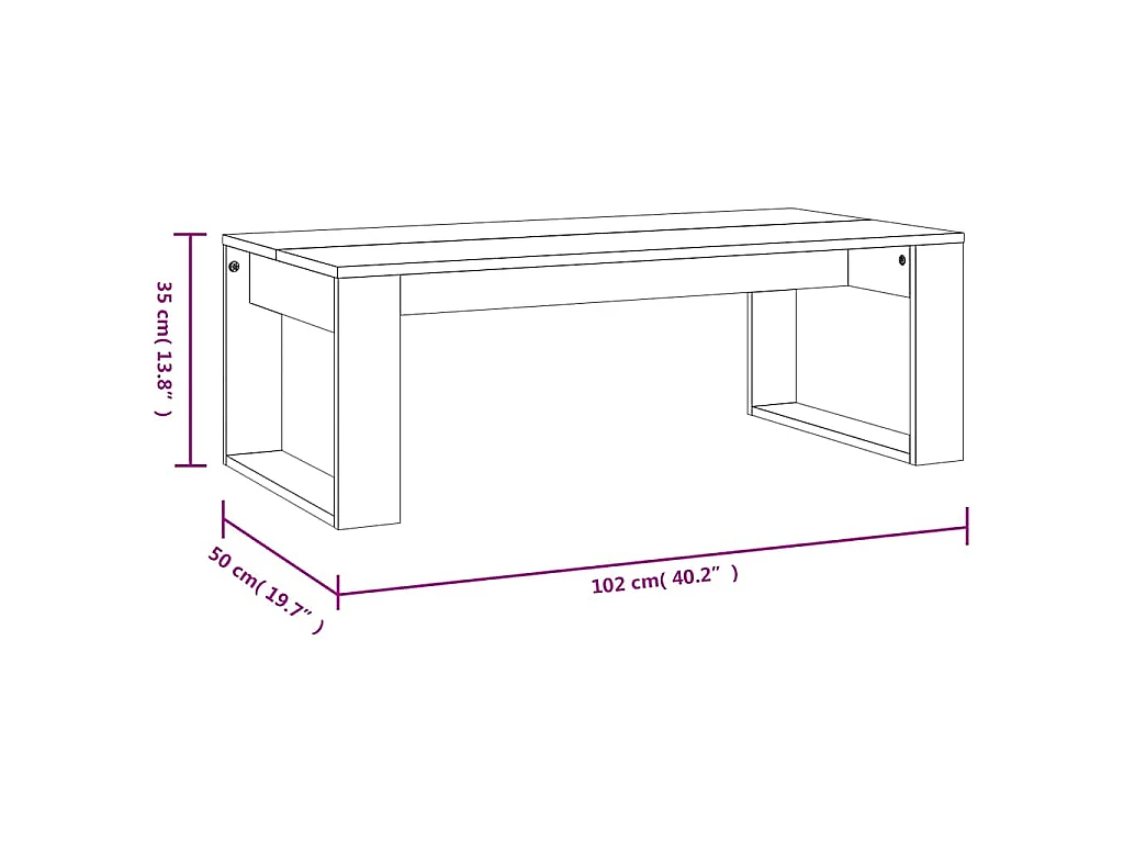 Table basse sonoma gris 102x50x35 cm bois d'ingénierie