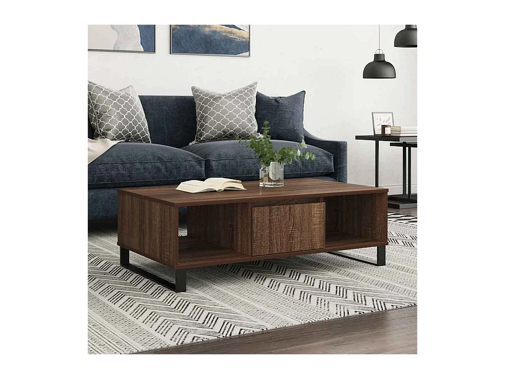 Tavolino Salotto Rovere Marrone 104x60x35 cm Legno Multistrato