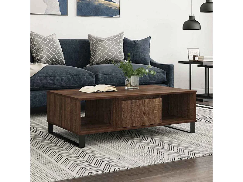 Salontafel 104x60x35 cm bewerkt hout bruineiken