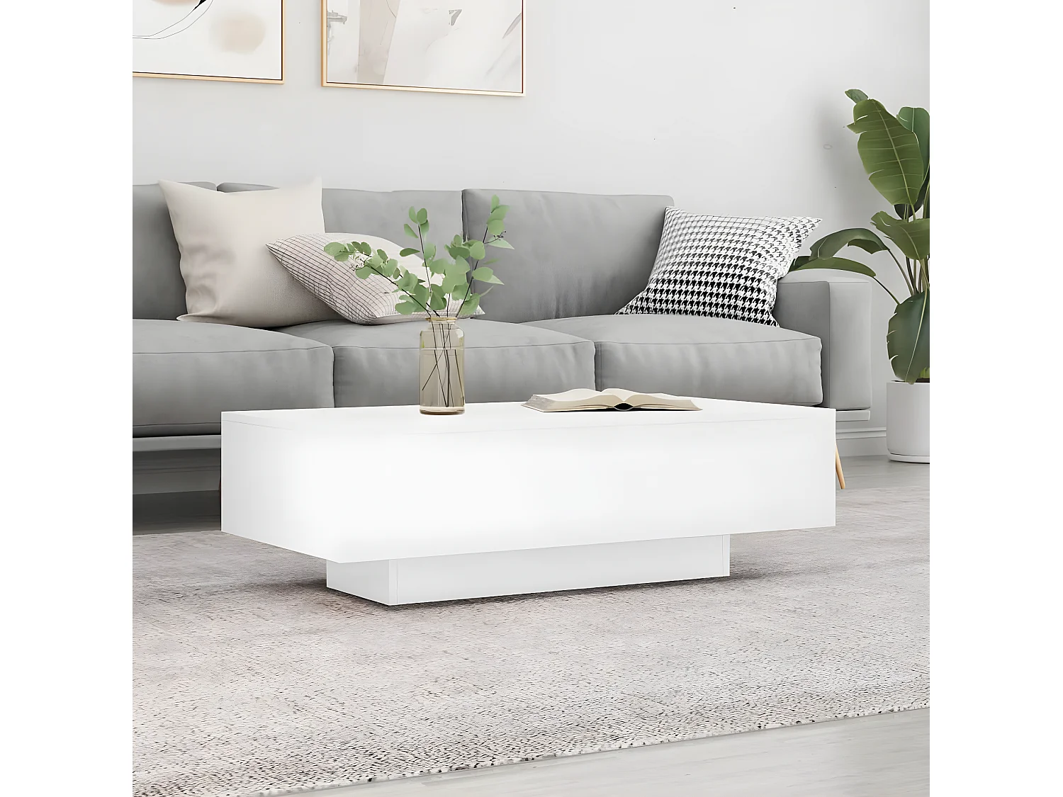 Hoogglans salontafel 100x49,5x31 cm moderne engineering hout met groot oppervlak - Montage vereist