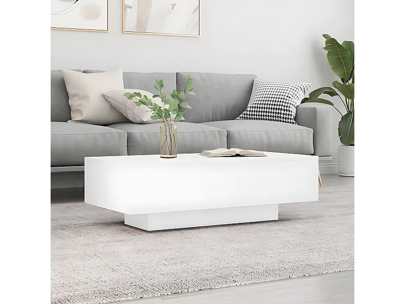 Table basse blanc brillant 100x49,5x31 cm bois d'ingénierie