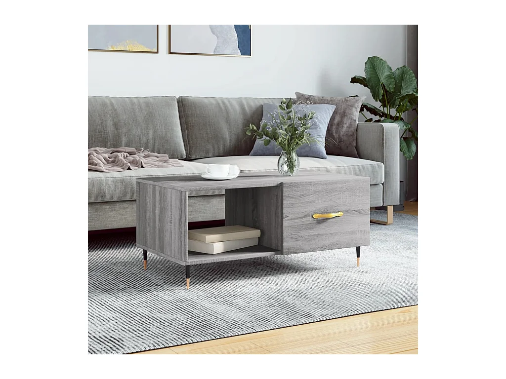 Table basse sonoma gris 90x50x40 cm bois d'ingénierie