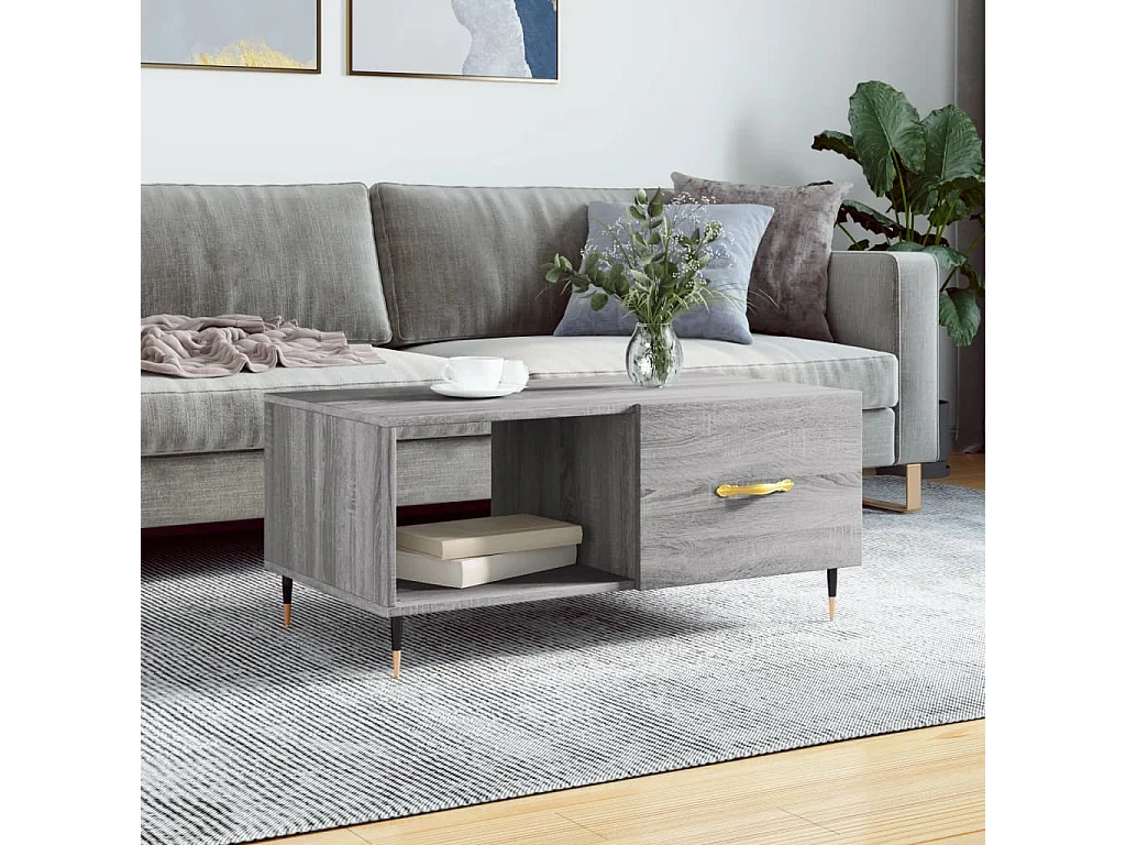 Table basse sonoma gris 90x50x40 cm bois d'ingénierie