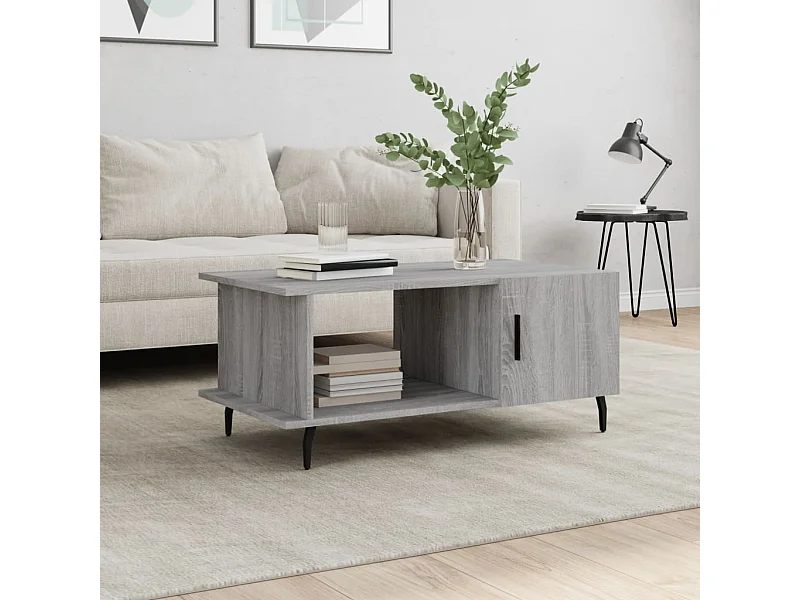 Salontafel 90x50x40 cm bewerkt hout grijs sonoma eikenkleurig