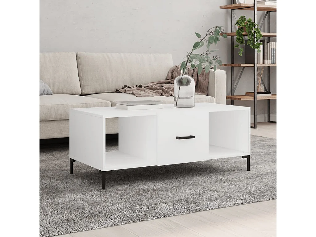 Salontafel 102x50x40 cm bewerkt hout wit