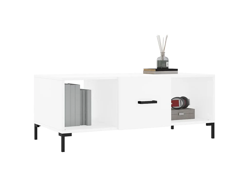 Tavolino da Salotto Bianco 102x50x40 cm in Legno Multistrato