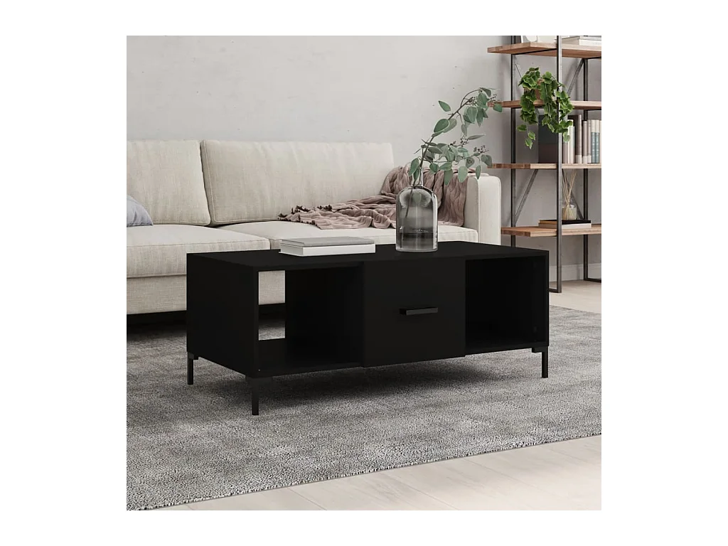 Tavolino da Salotto Nero 102x50x40 cm in Legno Multistrato