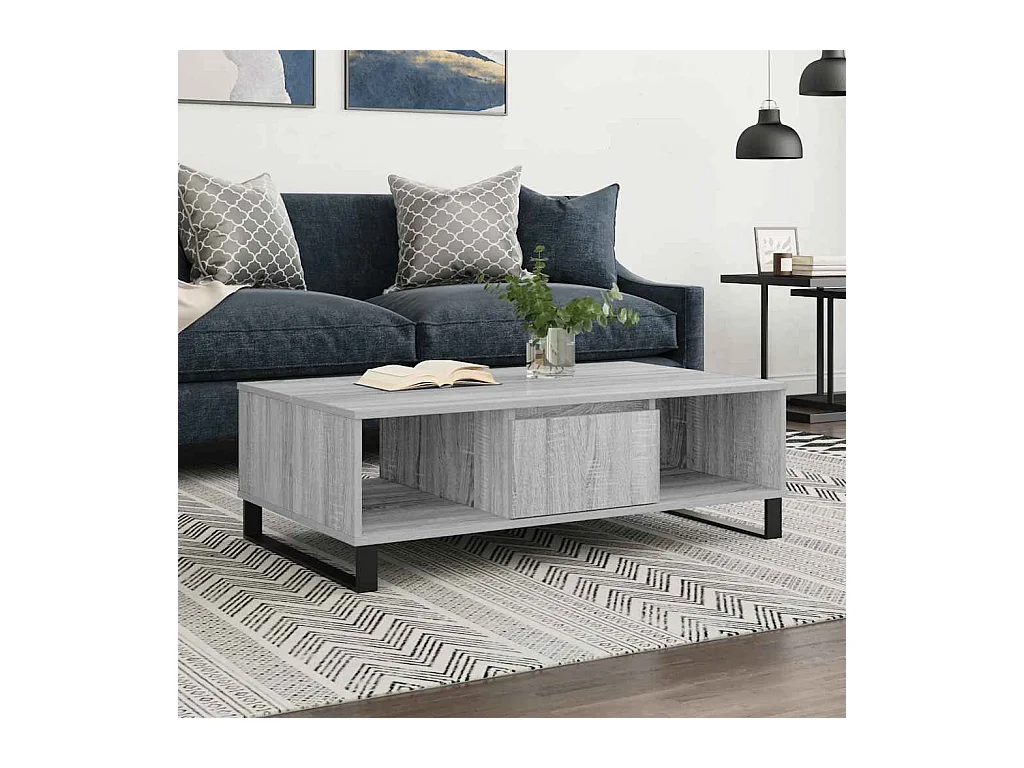 Table basse sonoma gris 104x60x35 cm bois d'ingénierie