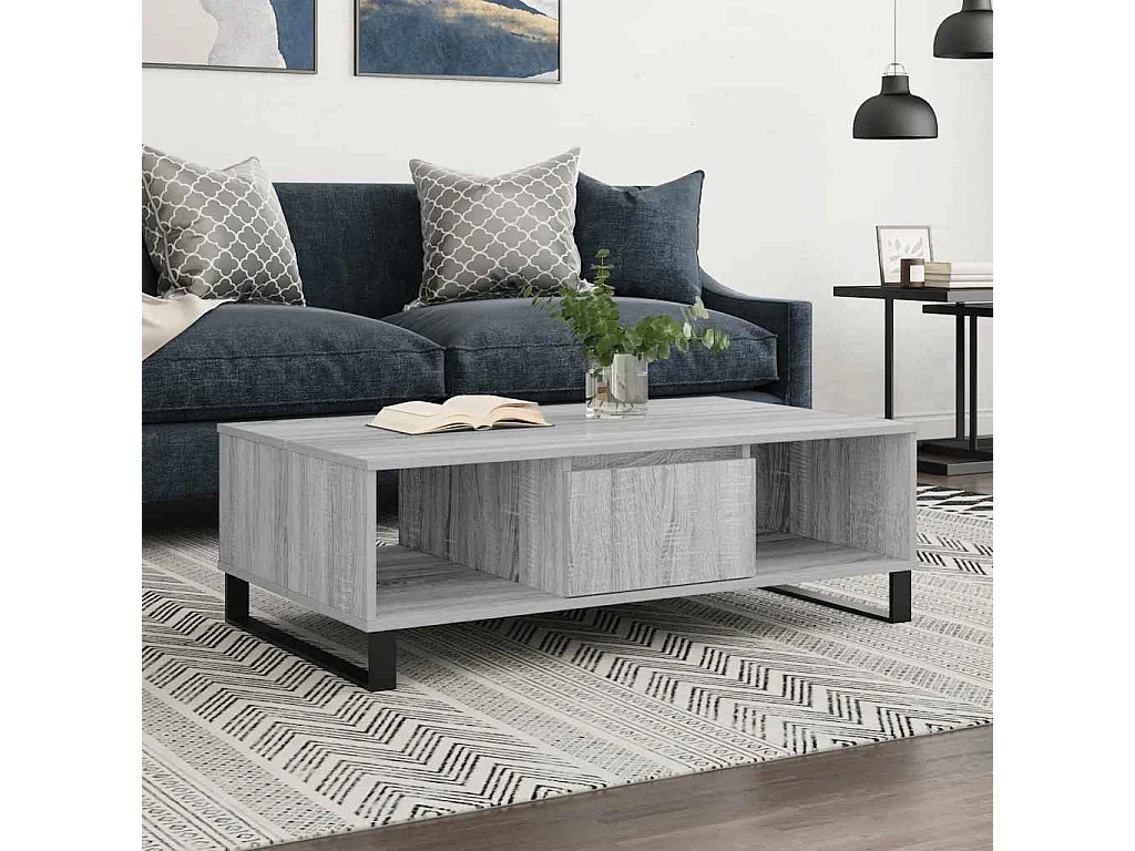 Table basse sonoma gris 104x60x35 cm bois d'ingénierie