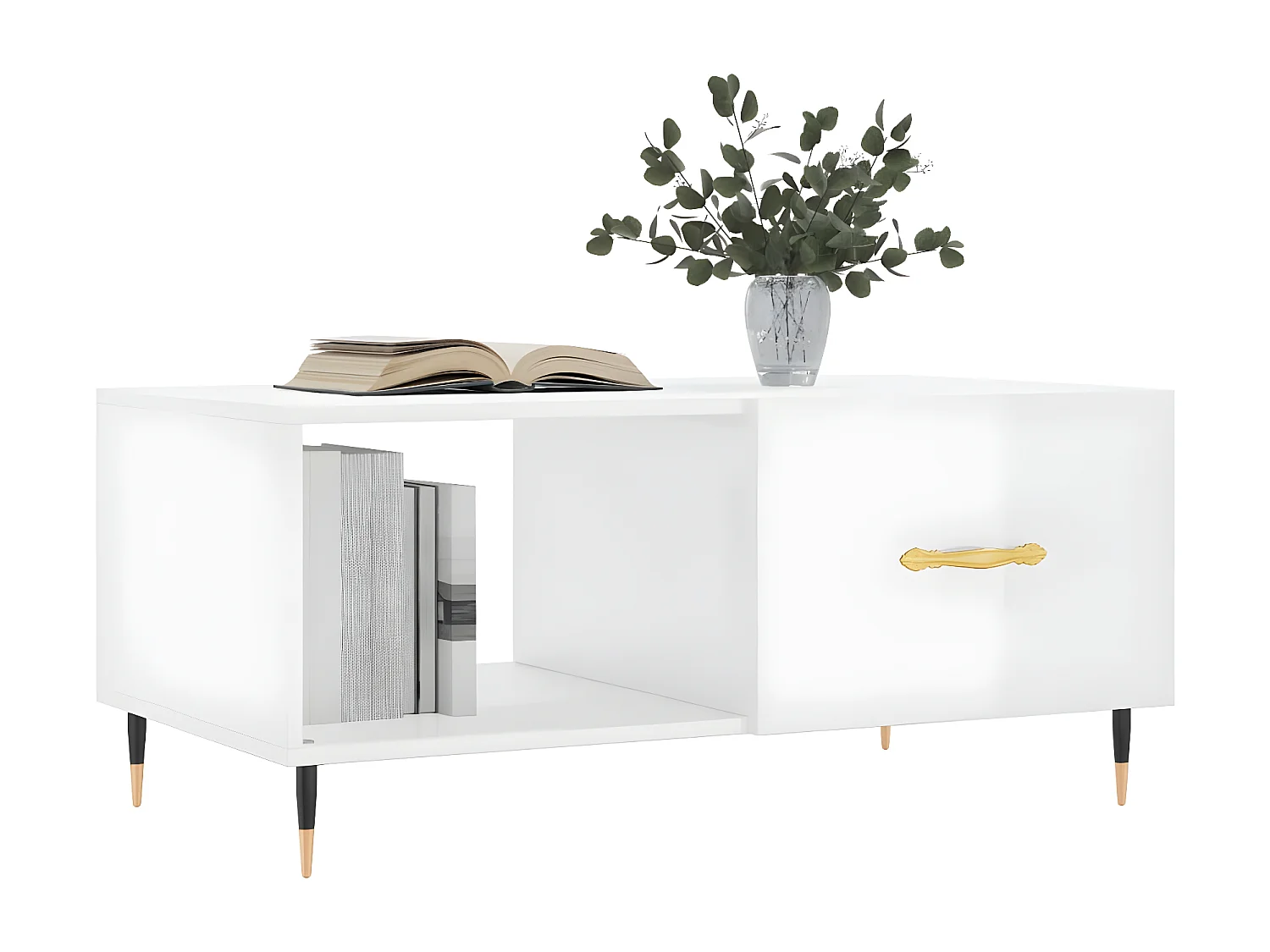 Couchtisch Hochglanz-Weiß 90x50x40 cm Holzwerkstoff