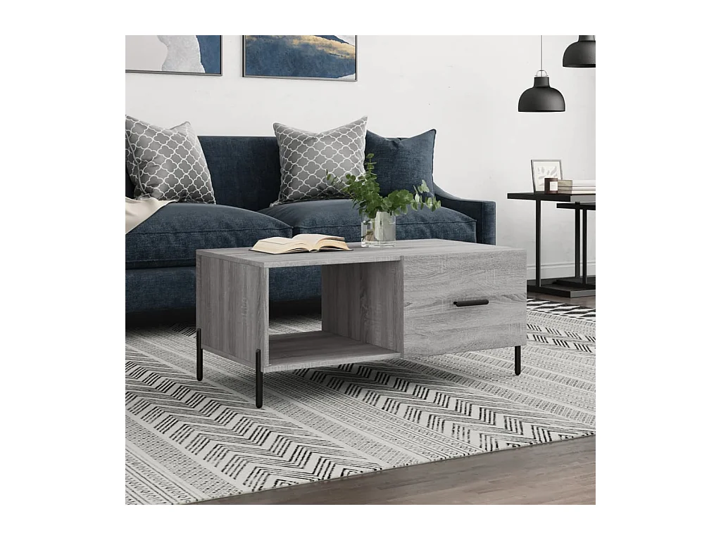 Table basse sonoma gris 90x50x40 cm bois d'ingénierie