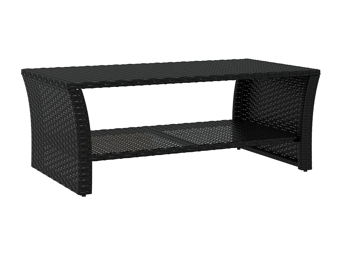 Table basse noir 100x50x40 cm résine tressée