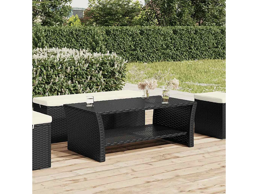 Salontafel 100x50x40 cm poly rattan zwart